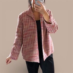 Alfred Dunner Pink Tweed Career Blazer Women’s Size 14P